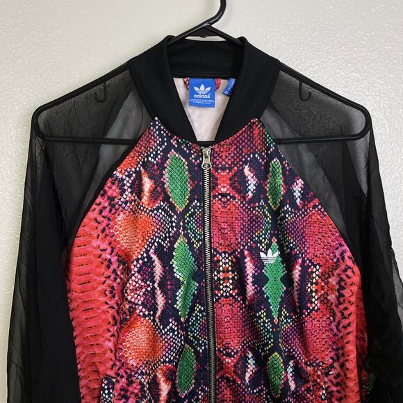 Adidas Originals Snake Mesh Track Jacket Mens Small Multi Full Zip Sheer Sleeves - Picture 3 of 12